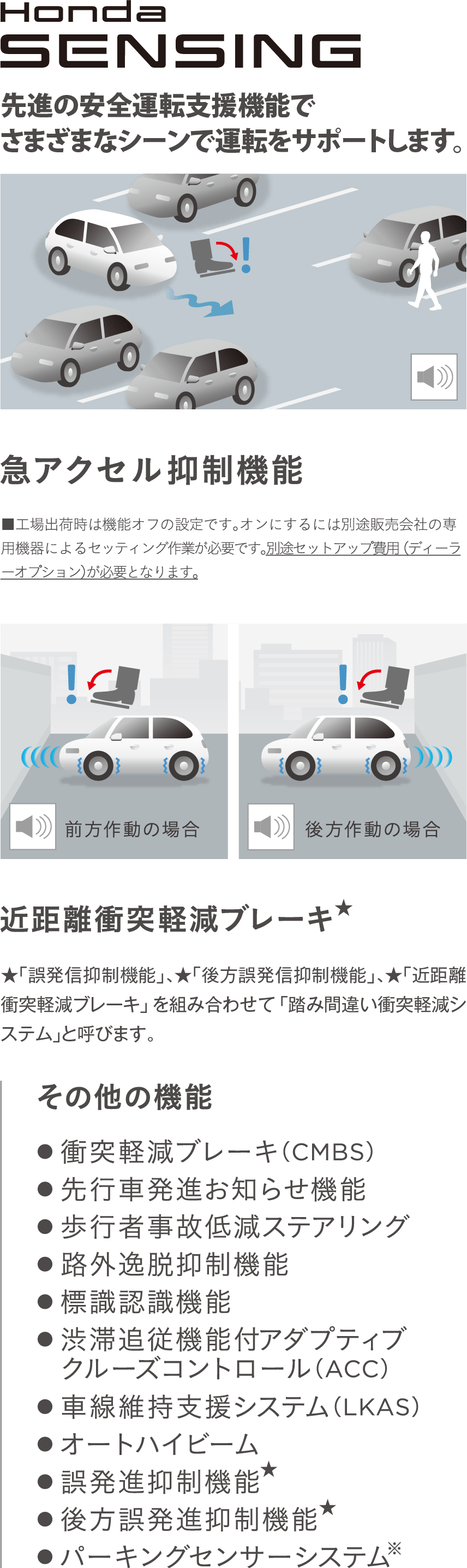 Honda SENSING 先進の安全運転支援機能がさらに充実。