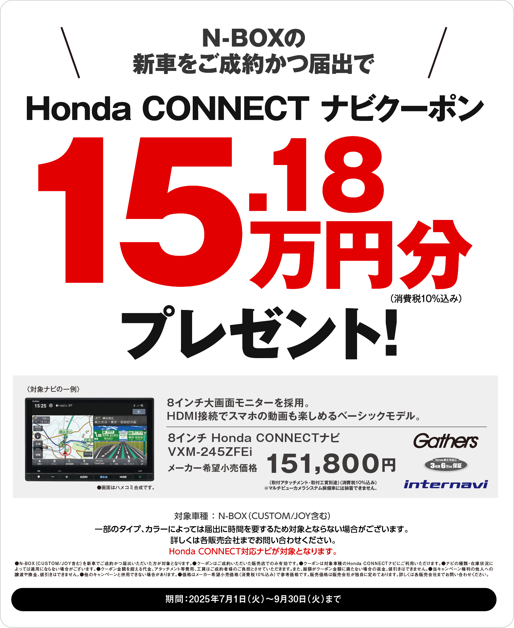 Honda CONNECT ナビクーポン プレゼント