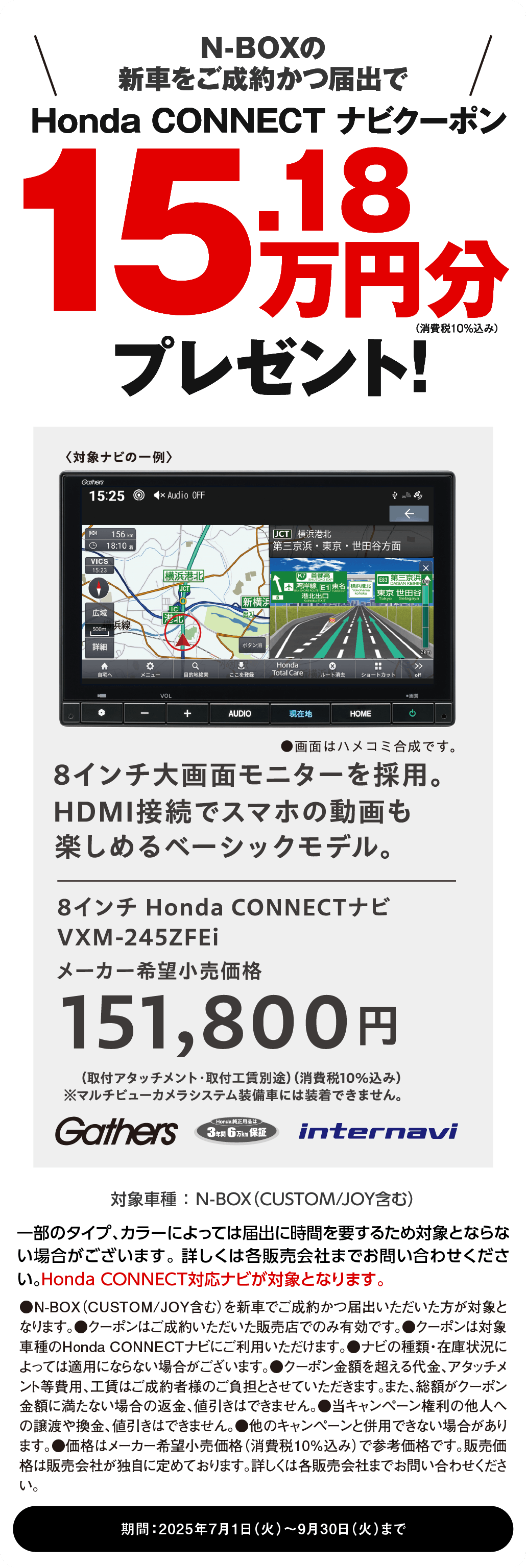 Honda CONNECT ナビクーポン プレゼント